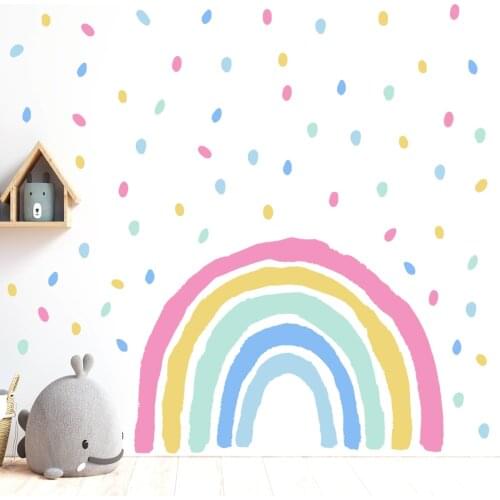 Rainbow Dot Personality Creative Wall Sticker for Living Room Childrens Bedroom Kindergarten Dormitory Wall art Stickers