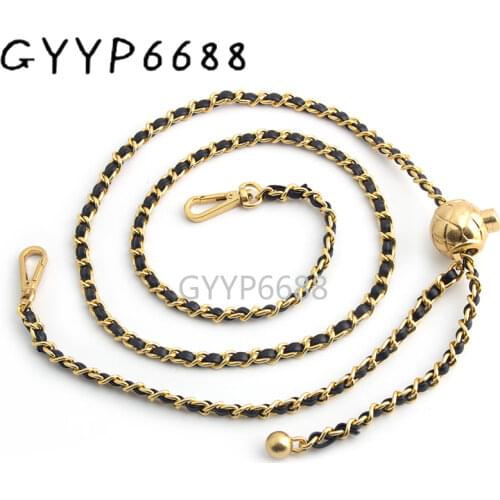 1-5 pieces 2mm thick Iron Gold/Satin gold High quality Chains for purses and handbags with a pair hook