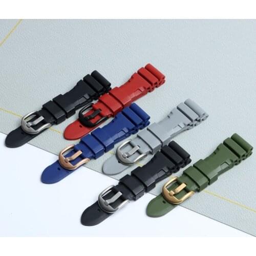 22mm black armygreen grey orange red Silicone Rubber Watch band bracelet for Panerai strap Waterpoof watchband free tools