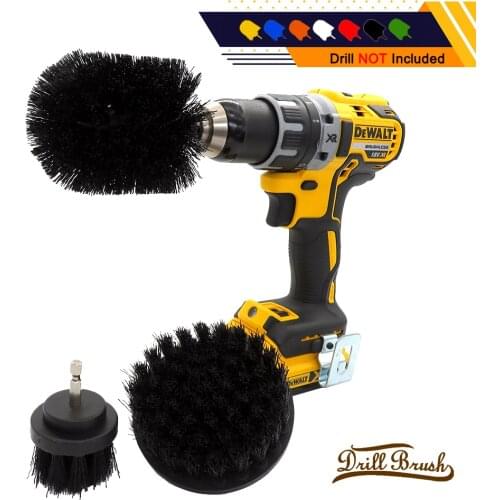 All Purpose 3pcs/set Black Drill Power Scrub Clean Brush For Leather Plastic Wooden Furniture Car Interiors Cleaning Power Scrub
