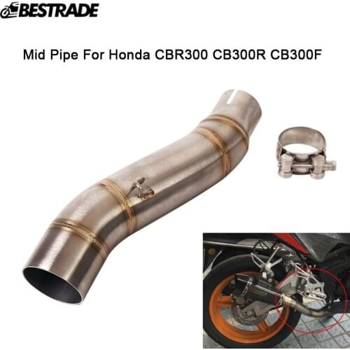 Mid Pipe For Honda CBR300 CB300R CB300F Motorcycle Exhaust Middle Link Pipe Slip Connection Escape 51mm Muffler Stainless Steel