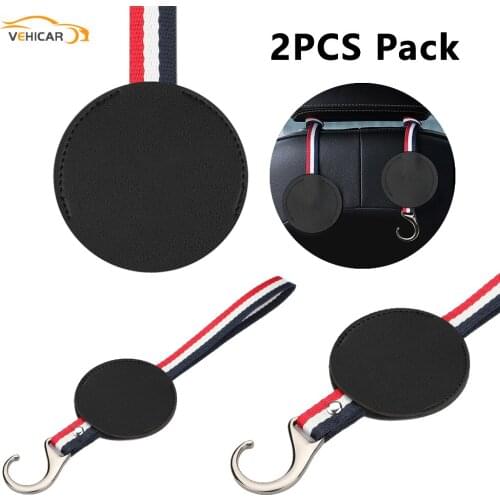 VEHICAR 2Pack Car Seat Back Organizer Universal Headrest Hooks Storage Custom logo For Auto Handbag Clothes Coats Grocery Bags