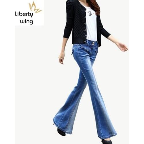Spring Fashion Hot Womens low waist jeans bell bottoms wide leg trousers long pants size New 26 27 28 29 30 32
