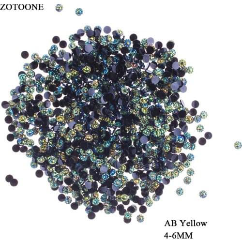 ZOTOONE 1000PCS/lot Flower Rhinestones 4-6MM Crystals Yellow AB Stones Non Hotfix Glue Back Iron on Rhinestones for Clothes E