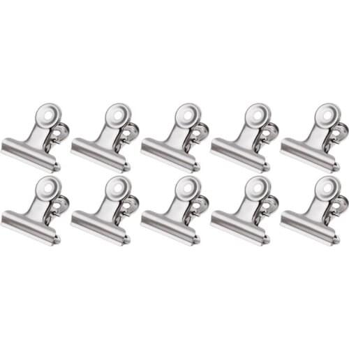 10Pcs Metal Bulldog Grip Clip Food Sealer Bag Clamp Paper Document Ticket Binder