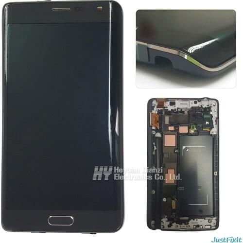 100% Original SUPER AMOLED Replacement For SAMSUNG Galaxy Note 4 Edge N915 N915FD N915F LCD Digitizer Assembly with Frame
