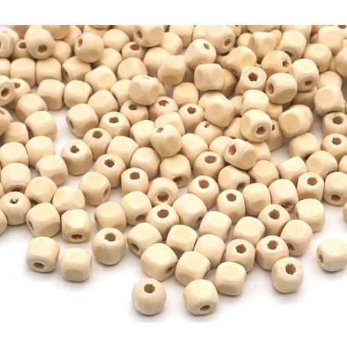 100pcs/lot Unfinished Natural Wooden Ball Beads Lead-Free 8x8 10x10mm Wood Square Cube Charm Bead Fit DIY Jewelry Accessories