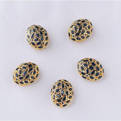 2PCS 20x26mm Golden Hollow Oval Gold plated Cubic Zirconia CZ Micro Paved Loose Metal Beads For Jewelry Making DIY