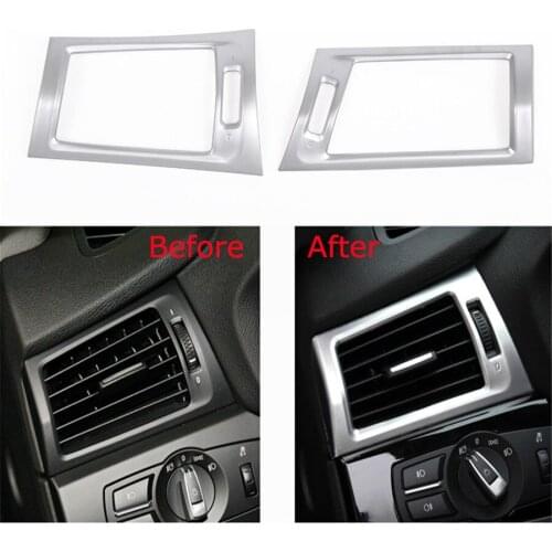 YAQUICKA 2x Car Interior Dashboard Side Air Vent Outlet Decoration Trim Frame Sticker Fit For BMW X3 2011-2017 Chrome Styling