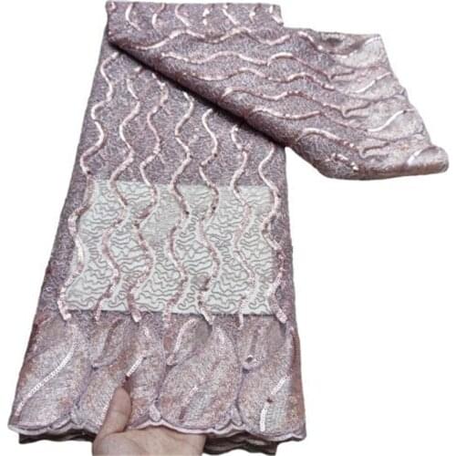 2021 Hot Sale Sequins French Tulle Lace Fabric Pink African Lace Fabric Sequence Lace Material for Party Wedding