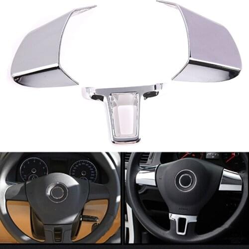 3 Pcs Chrome Steering wheel decoration sequins Cover Sticker for Volkswagen VW Golf 6 MK6 Polo Jetta MK5 2009 2010 2011 Polo