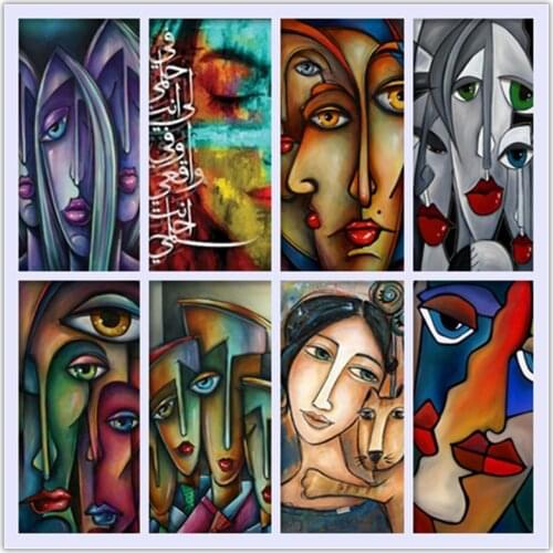 5D Diamond Painting abstract woman cross stitch mosaic Embroidery Rhinestone color art full square round diamond wall sticker