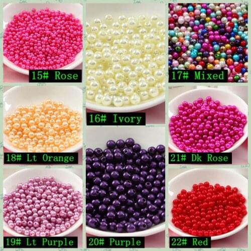600 pcs/lot 4mm artificial pearl acrylic round beads 22 colors for option craft diy bracelet headwear and phone chain