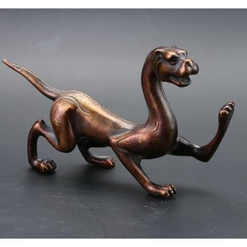 Antique Chinese Bronze Statue Hand-Carved --- Chilong Dragon