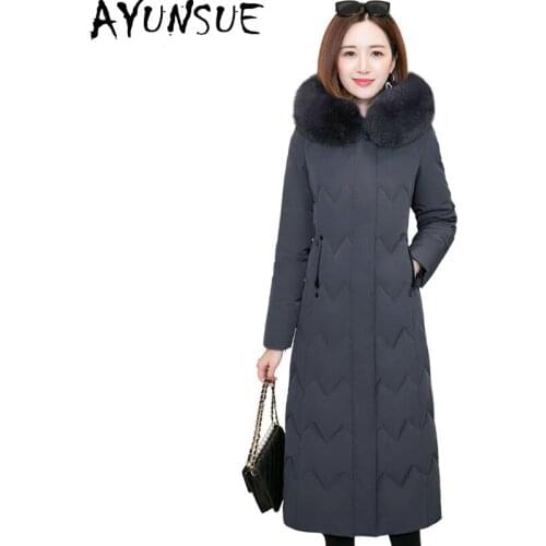 AYUNSUE Womens Down Jacket Winter Clothes Women Raccoon Dog Fox Collar Hooded Female Parkas Plus Size Women Coats Parkas 2020