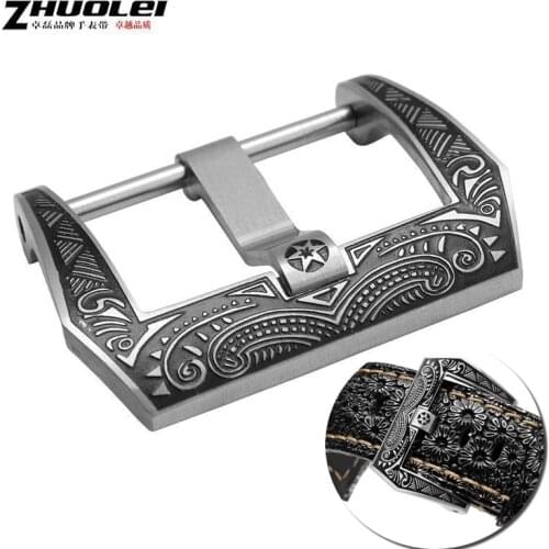 For Panerai Retro Stainless Steel Watch Buckle 20 22 24mm Black solid Metal Brushed WatchBand Strap Clasp Accessories Tools Free