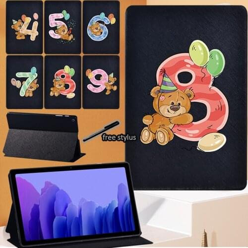 For Samsung Galaxy Tab A7 10.4 2020 Cover SM-T500 SM-T505 Tablet Case Digital Series Printing Pattern Protective Shell + Pen