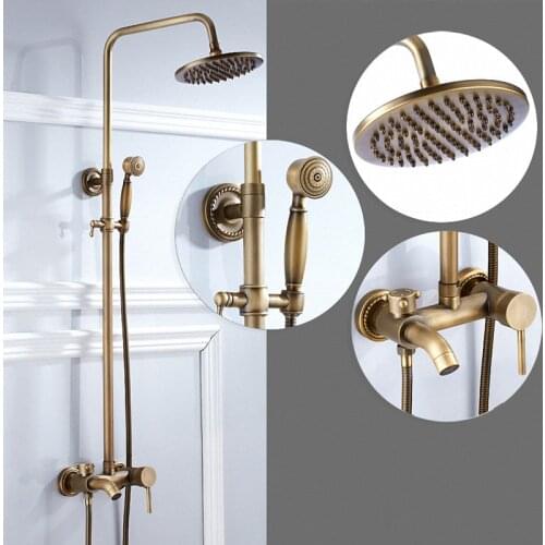 Bathroom Shower System, Antique Brass, K80-X1, soild brass