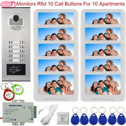 Doorbell With Camera And Screen Access Control 10 Monitors Video Door Phone Intercom Home 7 inch Intercom Universal Intercom Key