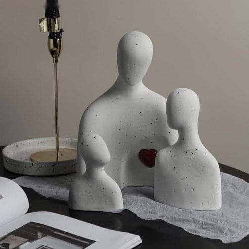 European Style Ceramic Abstract Figure Sculpture A Family Of Three Deco Simple Couple Frosted Figurines Desktop Crafts Home Deco