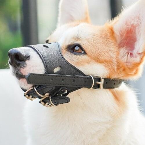 PU Leather Dog Muzzle Anti-barking Big Dog Anti-bite Drinkable Water Mask Pet Muzzle Anti-barking Cover Anti-disturbing