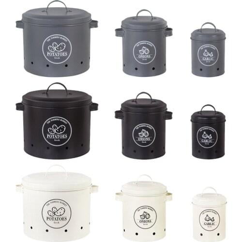 3 Pcs Storage Box Potatoes Onions Garlic Bin Kitchen Food Container Buckets Breathable Metal Box With 2 Handles