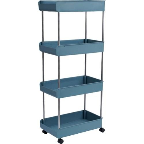 Kitchen Trolley 3/4 Tier Rolling Utility Cart Bathroom Storage Rack with Wheels Househlod Standing Shelf Service Cart Trolley