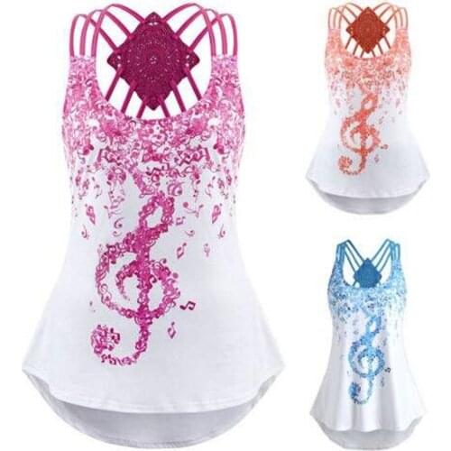 Summer tops high quality Ladies' Bandages Sleeveless Vest Top Musical Notes Print Strappy summer tops for women 2021 кофта