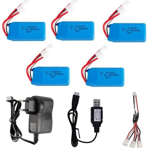 7.4V 2S 400mah Lipo Battery with Chager for DM007 RC Quadcopter DM007 toys Parts 7.4V high quality battery XH2.54 Plug wholesale
