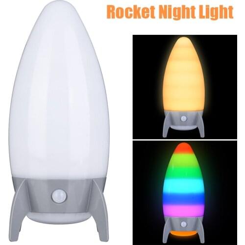 Mayitr 1pc Rocket Night Light Rocket Shaped Color Desk Lamp With USB Cable for Childrens Room Decoration