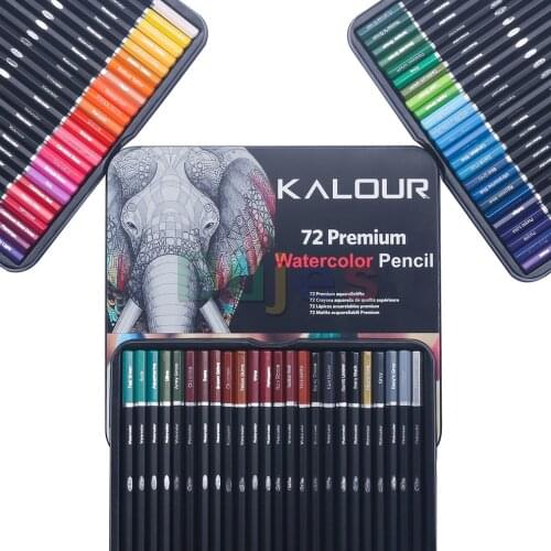 KALOUR 72 Color Pencil Set Soft Oil Colored Pencils for Drawing Non-toxic Wood with 12 Pcs Metallic Color Pencils Tin Set