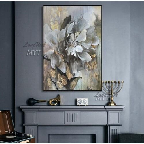 Hand Painted 7 Colors Style Picture Abstract Modern Flower Oil Painting Canvas Wall Art Home Decoratio For Living Room
