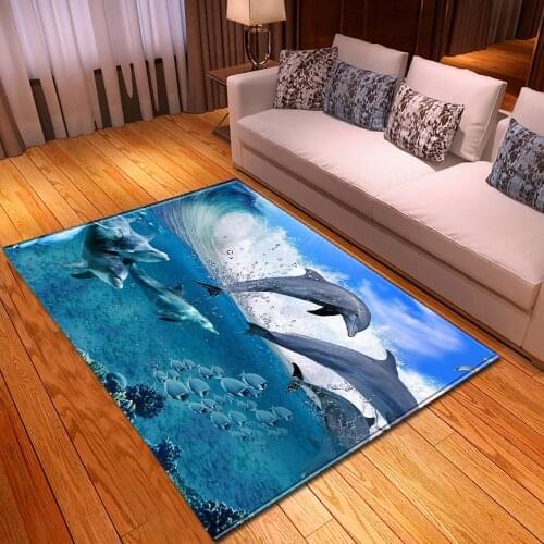 Underwater World Large Size Carpet Dolphin 3D Printed Kids Game Carpets Child Bedroom Play Crawl Floor Mat Home textile Soft Rug