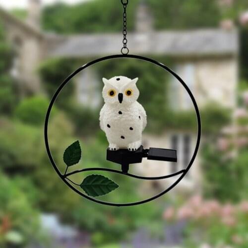 Solar Night Light Resin Animal Craft Garden Lamp Decorative Waterproof LED Bird Hanging Ornament for Outdoor Home SP99