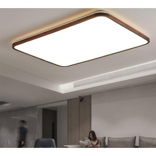 Modern LED Ceiling Lamp Originality Nordic Ultra Thin Rectangular Living Room Bedroom Solid Wood Lighting Decorative Luminaire