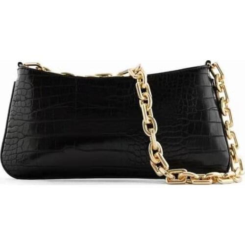 New Arrival Metal Chain One-Shoulder Bag For Women Crocodile Pu Leather Crossbody Bag Luxury Soild Tote Bag