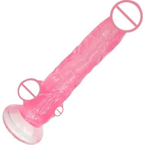 Super Soft Safe Material Big Dildos Crystal Clear Red Butt Plug Penis Dick Pussy Massage G Spot Masturbator Sex toys for women