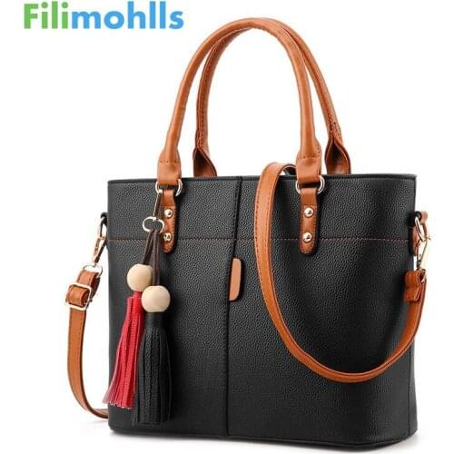 2019 Large Capacity Tassel Tote Bag Women Soft Leather Ladies Handbag Crossbody Messenger Bags Female Purse Shoulder Bag S1714