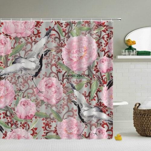 Waterproof Shower Curtains Flowers Plants Bathroom Shower Curtains 3d Fabric Bath Curtains With Hooks Shower Curtain or Mat