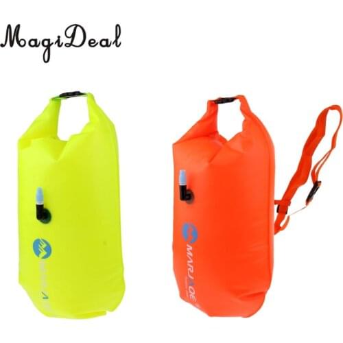 High Visibility Inflatable Swim Buoy Roll Top Dry Storage Bag Open Water Swimming Kayak Canoe Tow Safety Float Equipment