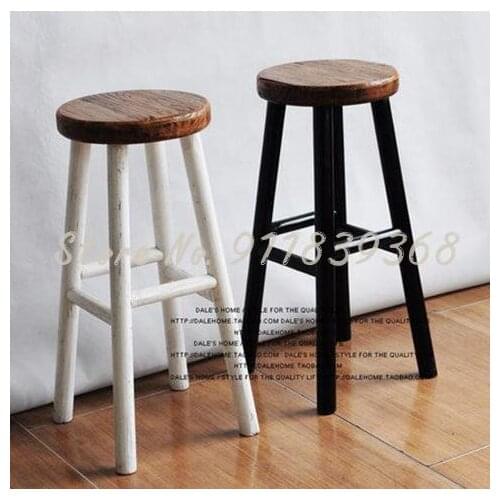 American Loft Solid Wood Bar Chair Creative High Chair European Bar Chair Bar Stool Simple High Stool