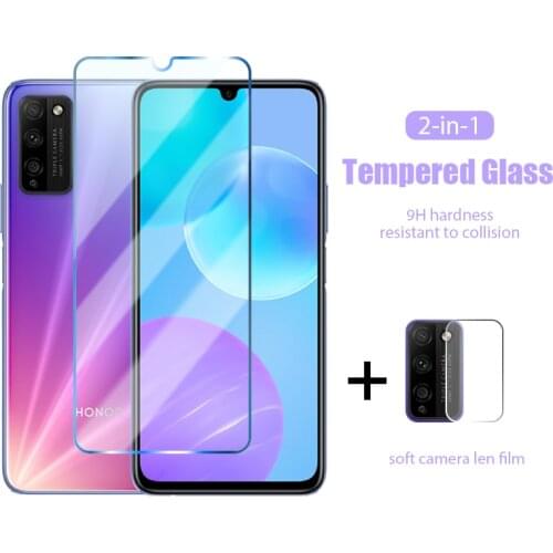 2 in 1 Protective Glass For Honor 9X 8X 7X 9C 8C 9A 8A Pro Camera Len Film Protector For Honor 9S 8S 9X 10X Lite Tempered Glass