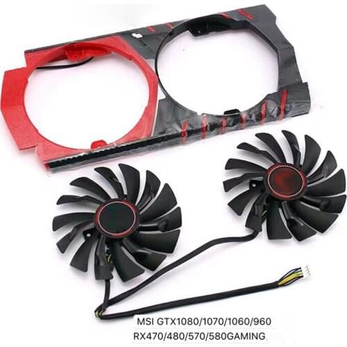 2PCS/lot video cards cooler for MSI GTX1080 1070 1060 960 RX470 480 570 580 Graphics Card GPU cooling fan
