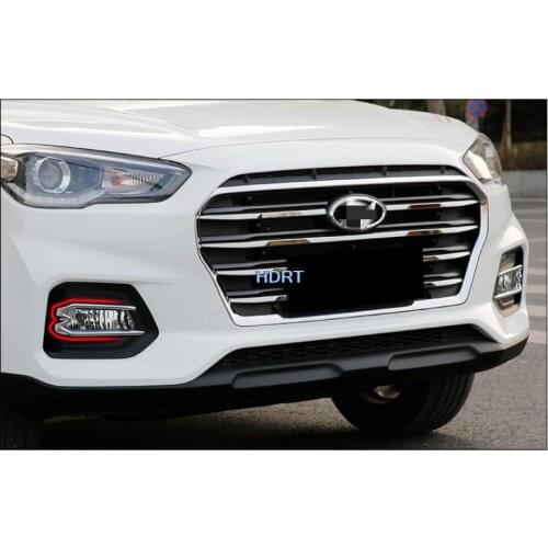 2Pcs Car Exterior Front Bumper Fog Light Lamp Cover Trim Styling Covers For Hyundai IX35 2018 2019 Auto Accessories ABS chrome
