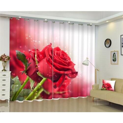 3D Window Curtains Luxury Blackout For Living Room wedding Bedroom Drapes Cortinas Rideaux Customized size rose pillowcase