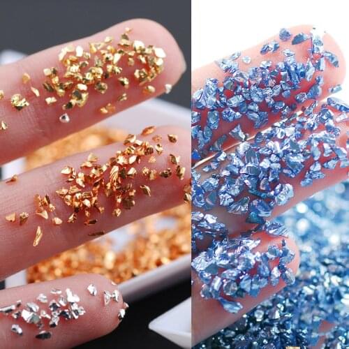 50g Glass Metallic Crushed Stone Filler Artificial Crystal DIY Coaster Filling Nail Fragment Glitter Color Sequins Accessories