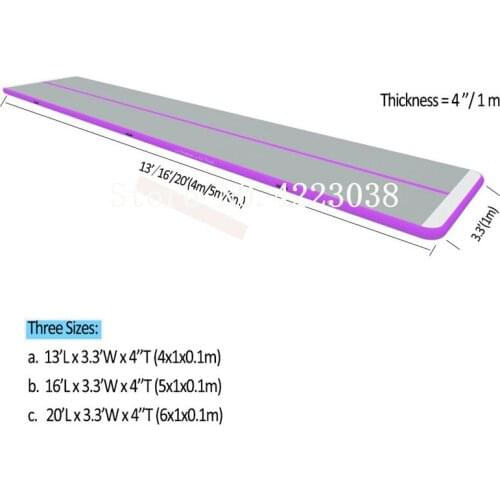 Free Shipping 4x1x0.1m Air Track Mat for Gymnastics Airtrack Tumbling Home Set Inclined Air Beam Yoga Mat with Pump