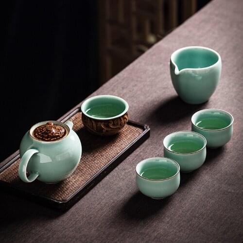 Kung fu tea set home sitting room tea, Chinese style restoring ancient ways is the teapot a complete set of gift boxes