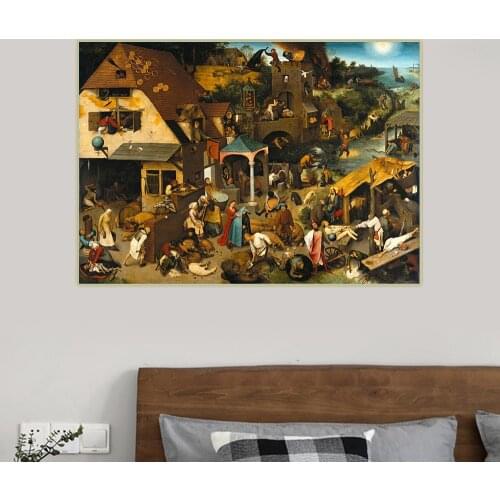 Citon Bruegel Pieter《Netherlandish Proverbs》Canvas Art Oil Painting Artwork Poster Picture Wall Decor Home Interior Decoration