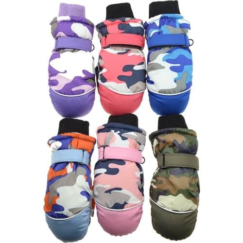 Kids Gloves Unisex Camouflage Print Winter Gloves for Skating Skiing Mittens Accessories